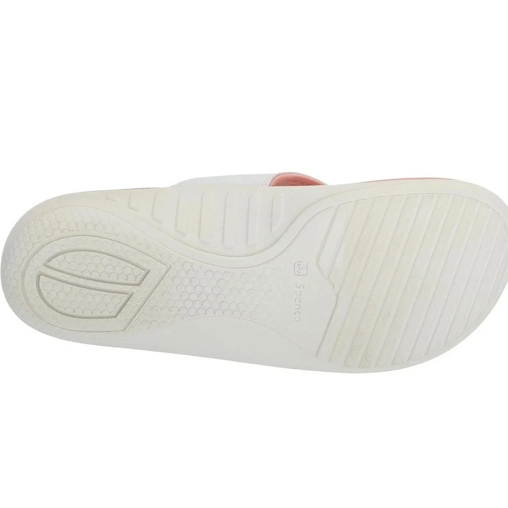 Spenco Yumi Womens White Peach Beach Print Orthotic Thong Flip Flop Sandals